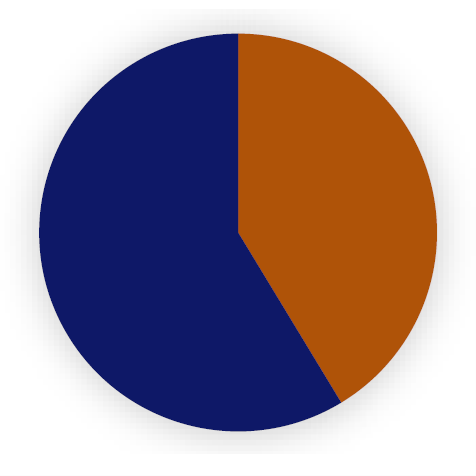 A pie chart showing the electricity sources for LADWP’s Power Mix: 59% renewables and zero-carbon resources, represented in blue, and 41% fossil fuels and unspecified power, represented in brown
