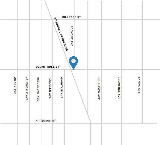 Map reflecting location of project at convergence of SummitRose Street and Tujunga Canyon Blvd.