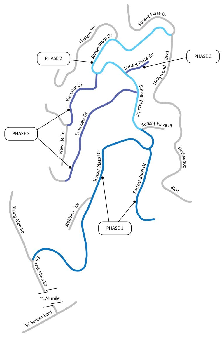 Map of Sunset Plaza Drive Labeled area