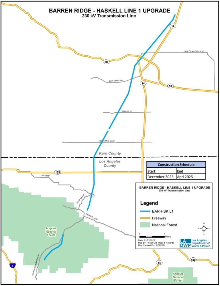 Barren Ridge - Haskell Line 1 Upgrade Project Map