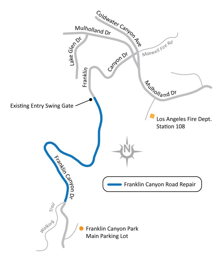 Upper Franklin Canyon Road Repair Project map