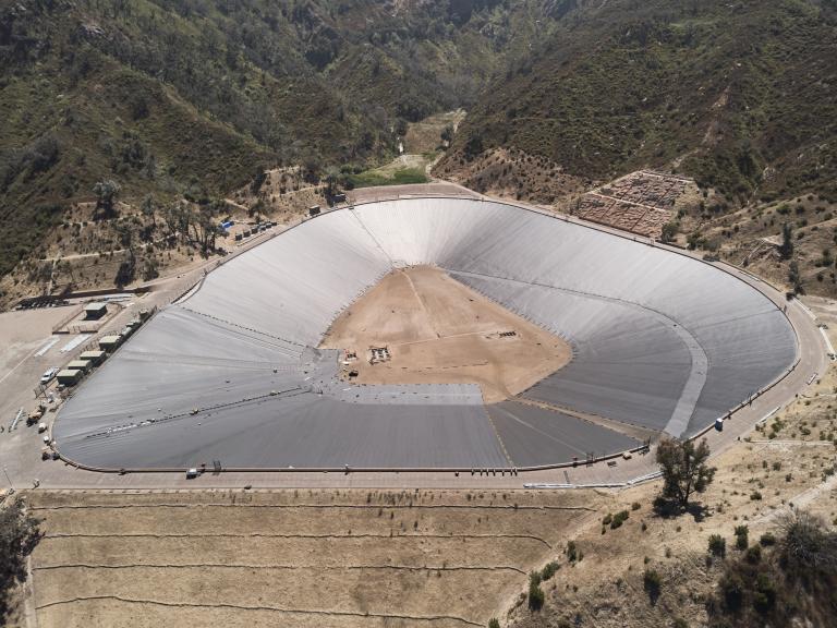 Santa Ynez Reservoir cover aerial view captured June 11, 2026