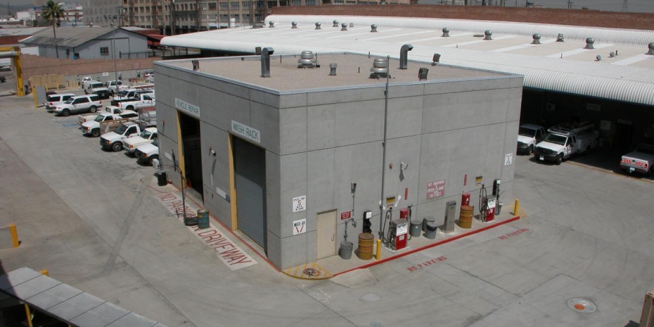 Palmetto Substations Regional Center, View of Vehicle Repair Facility from Rooftop Parking Lot