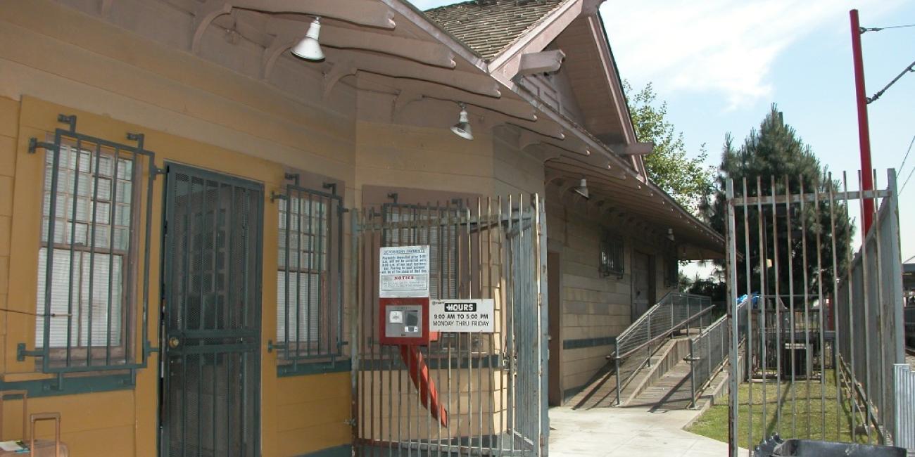 Watts Customer Service Center, housed within the historic Watts Pacific Electric Railway station. Customer Service Center Entrance (former freight/baggage area)