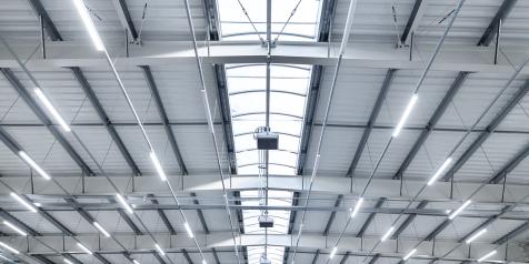 Interior of Warehouse ceiling with LED Lighting