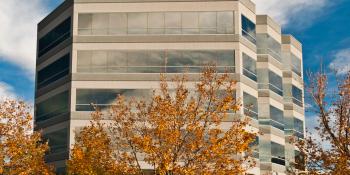 Building surrounded by fall foliage 