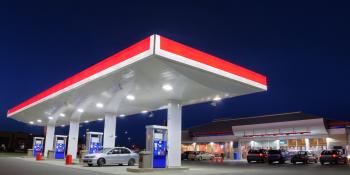 gas station with led lighting
